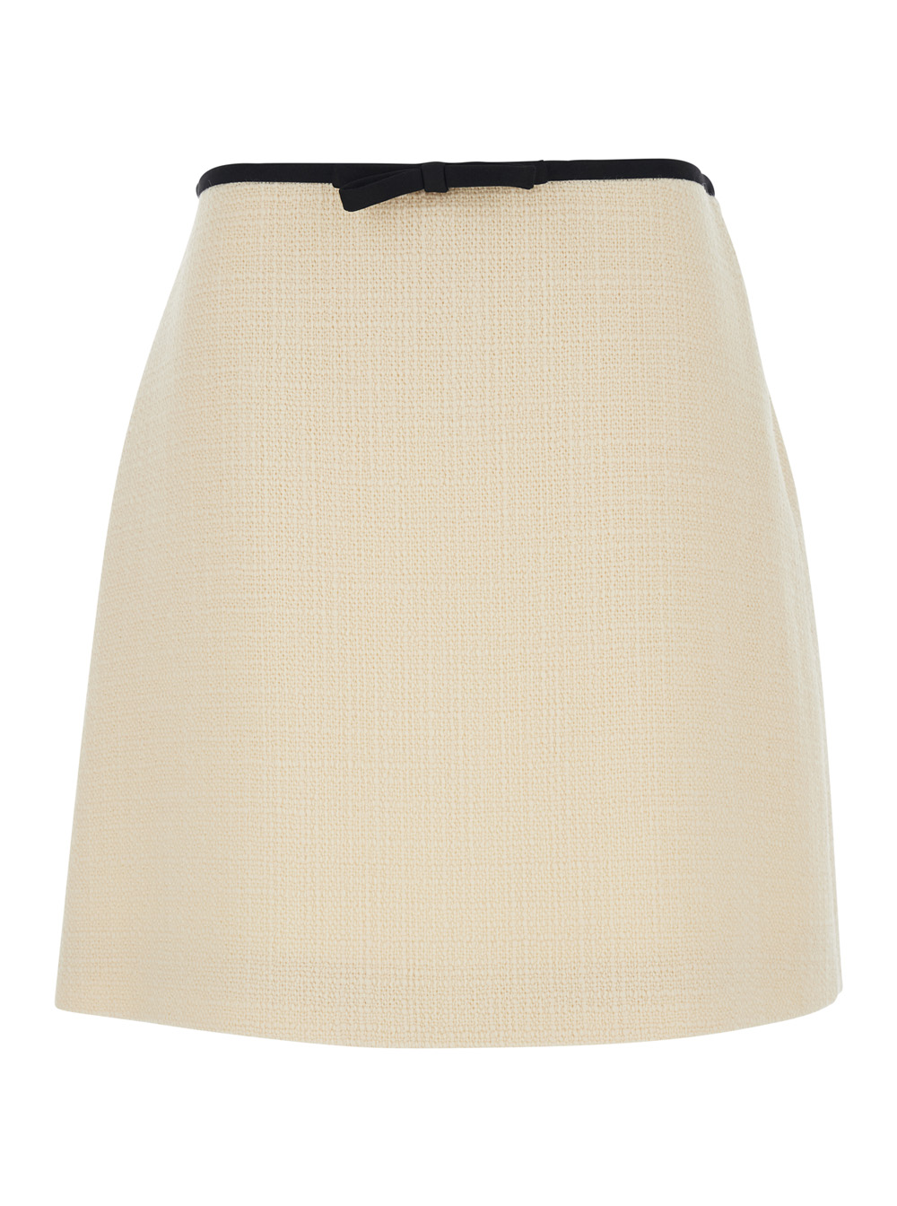 White Skirt with Knot Detail at the Waist in Tweed Woman