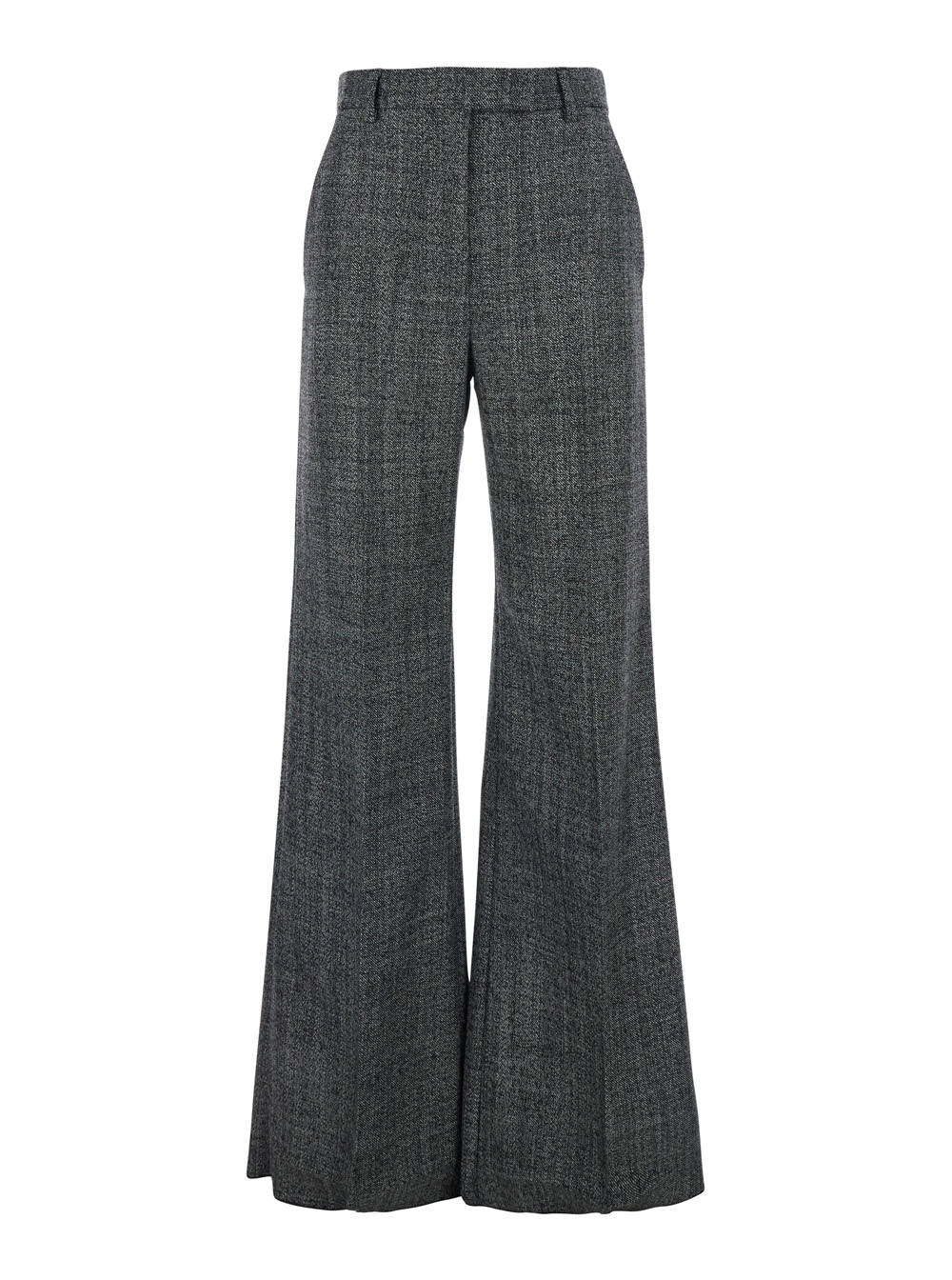 Grey Trousers with Belt Loops and Ironed Pleat in Virgin Wool Woman