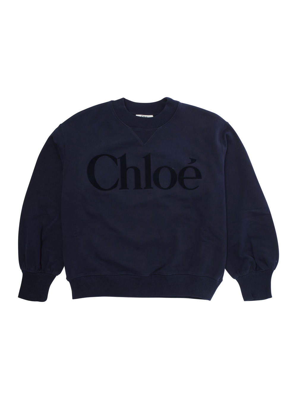 Blue Sweatshirt with Logo Lettering on the Front and Round Neck in Cotton Girl