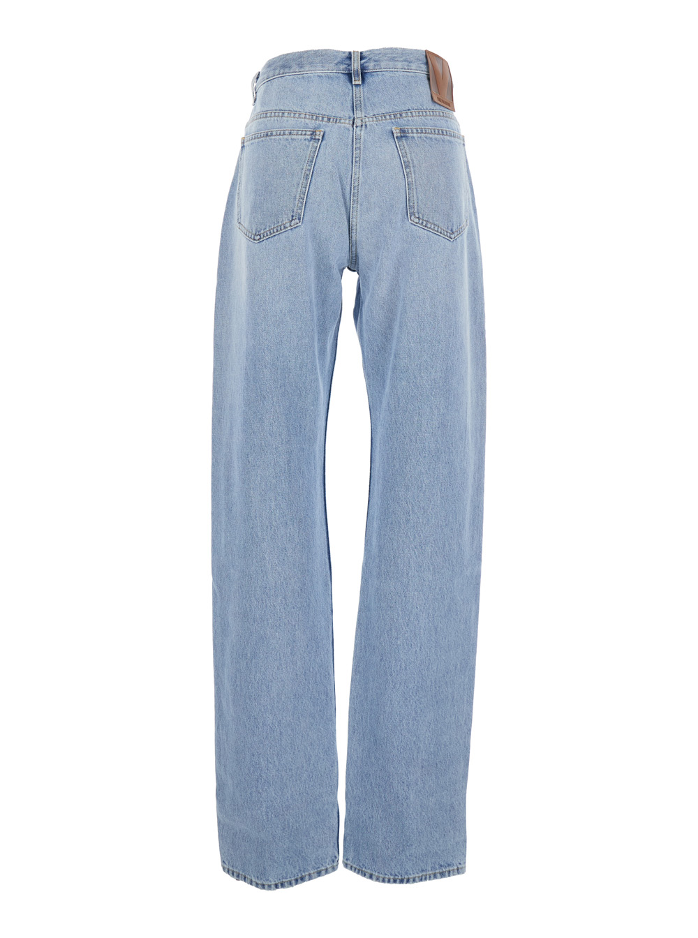 Light Blue Jeans with Belt Loops and Logo Patch on the Rear in Denim Woman hover
