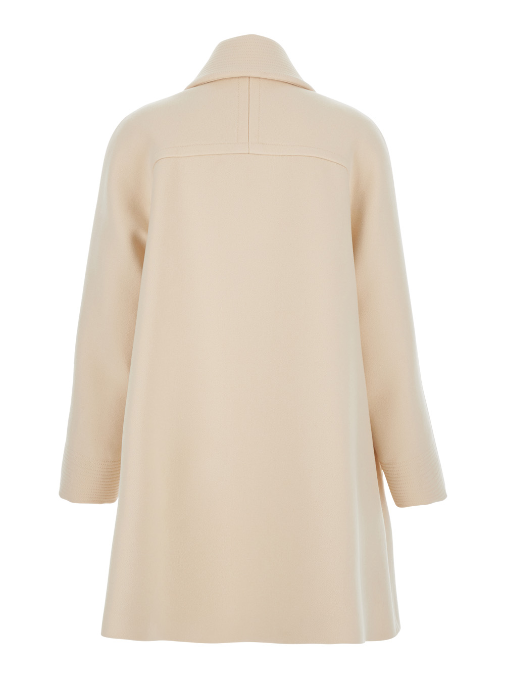 Beige Jacket with Pointed Collar and VLogo Plaque on the Pocket in Wool Woman hover