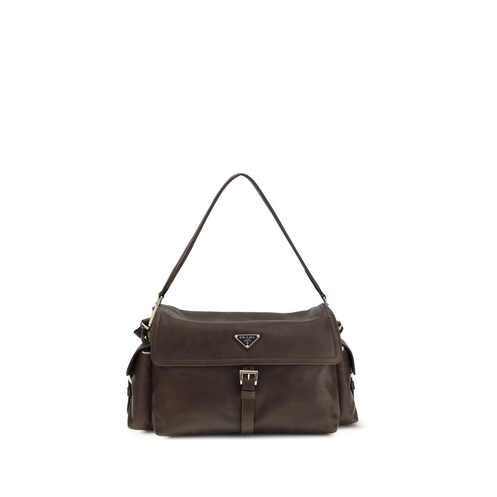 Brown Recycled Polyamide Shoulder Bag