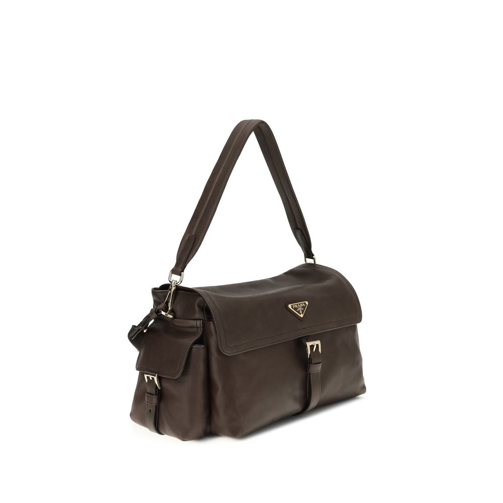 Brown Recycled Polyamide Shoulder Bag hover