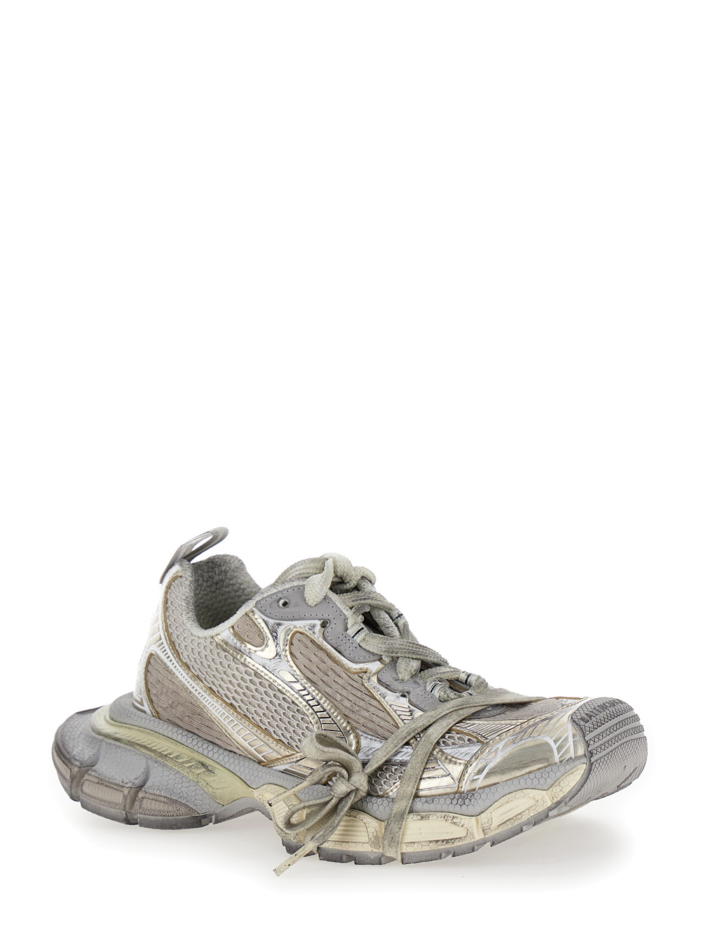 3XL Metallic Low Top Sneakers with Logo Detail in Tech Fabric Woman