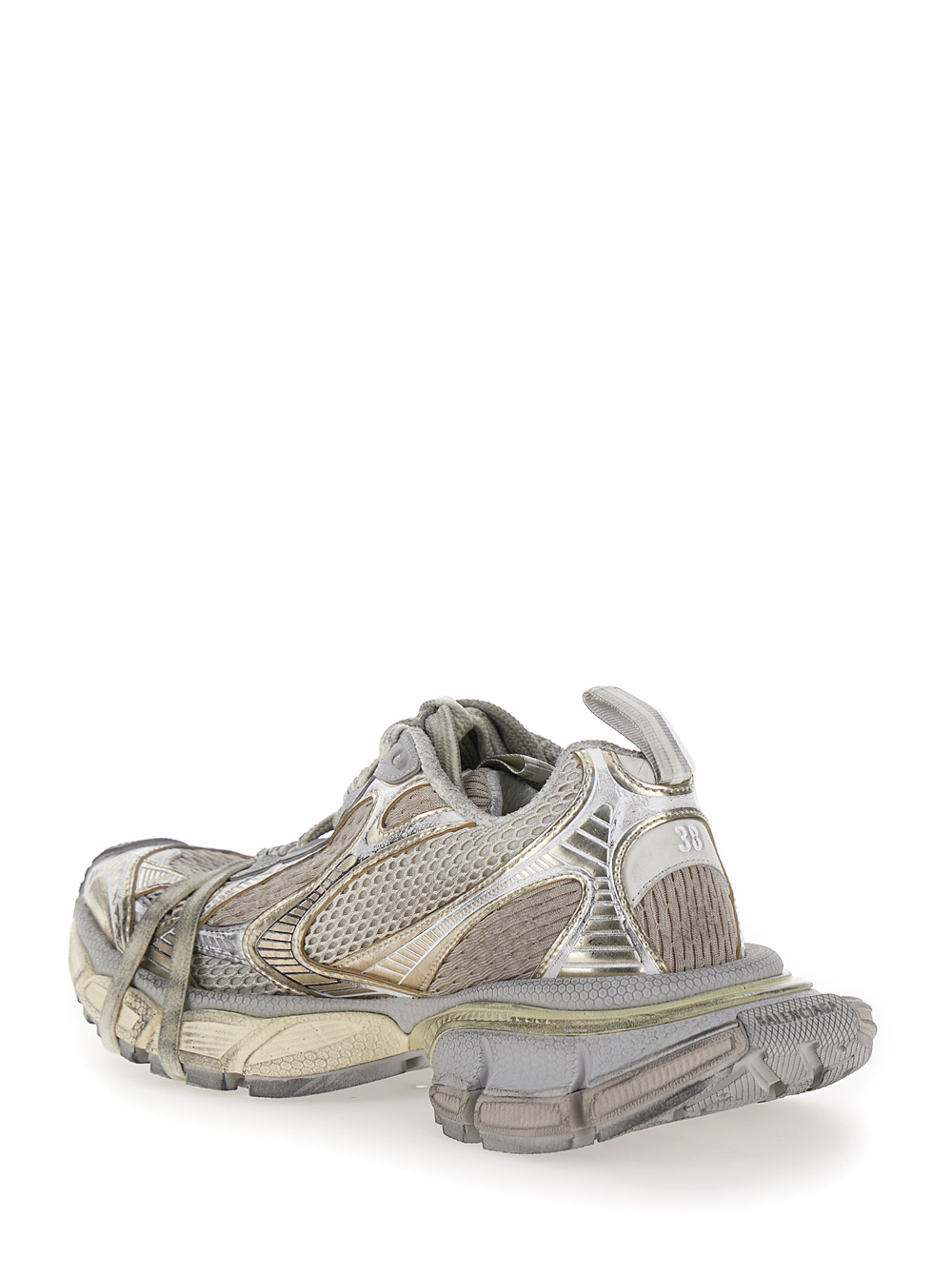 3XL Metallic Low Top Sneakers with Logo Detail in Tech Fabric Woman