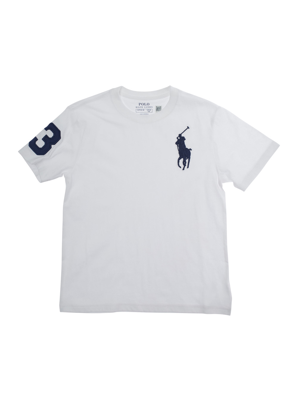 White Crewneck T-Shirt with Pony Embroidery on the Front in Cotton Boy