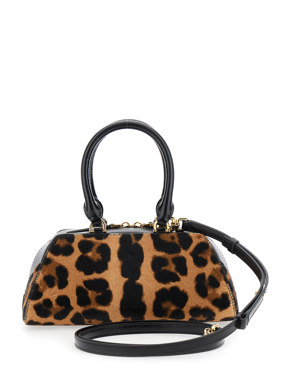 Antigona East West Brown Mini Handbag with Animalier Print and Logo Lettering on the Front in Leather Woman hover