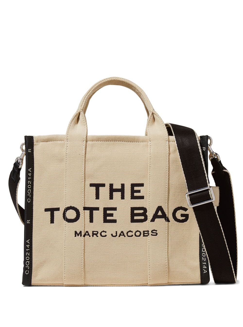 Small Tote Beige Tote with Contrasting Logo Embroidery in Cotton and Polyester Woman Marc Jacobs