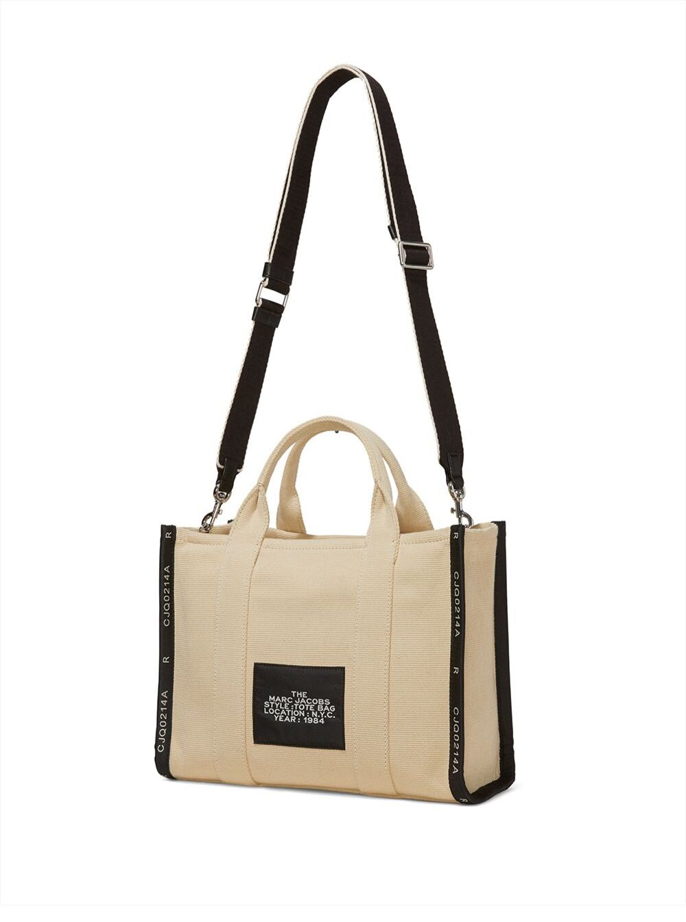 Small Tote Beige Tote with Contrasting Logo Embroidery in Cotton and Polyester Woman Marc Jacobs hover