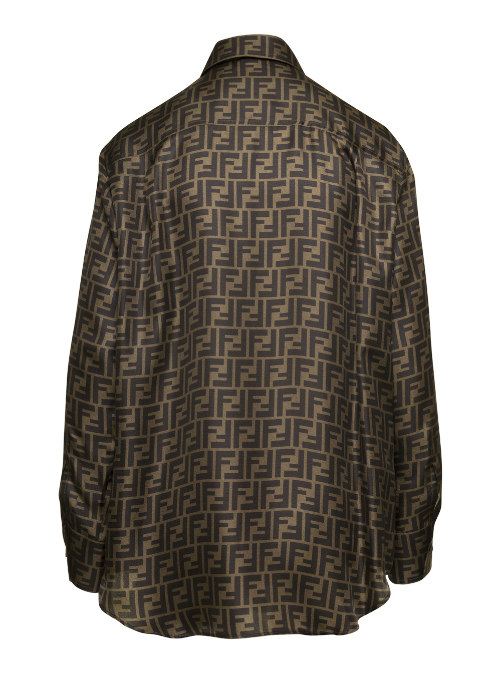 Brown Shirt with FF Print in Silk Woman hover