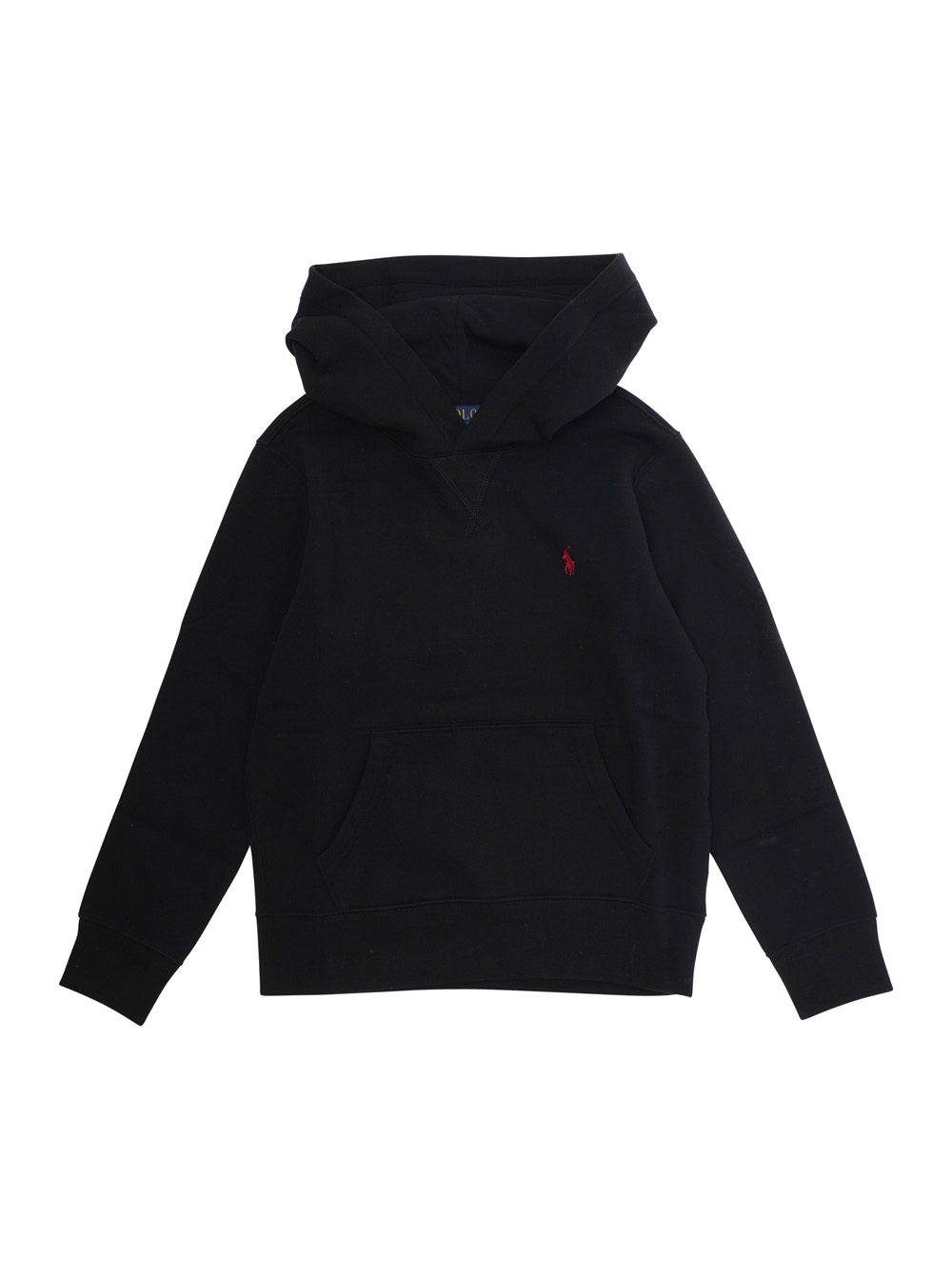 Black Sweatshirt with Fixed Hood and Pony Logo on Front in Cotton Boy