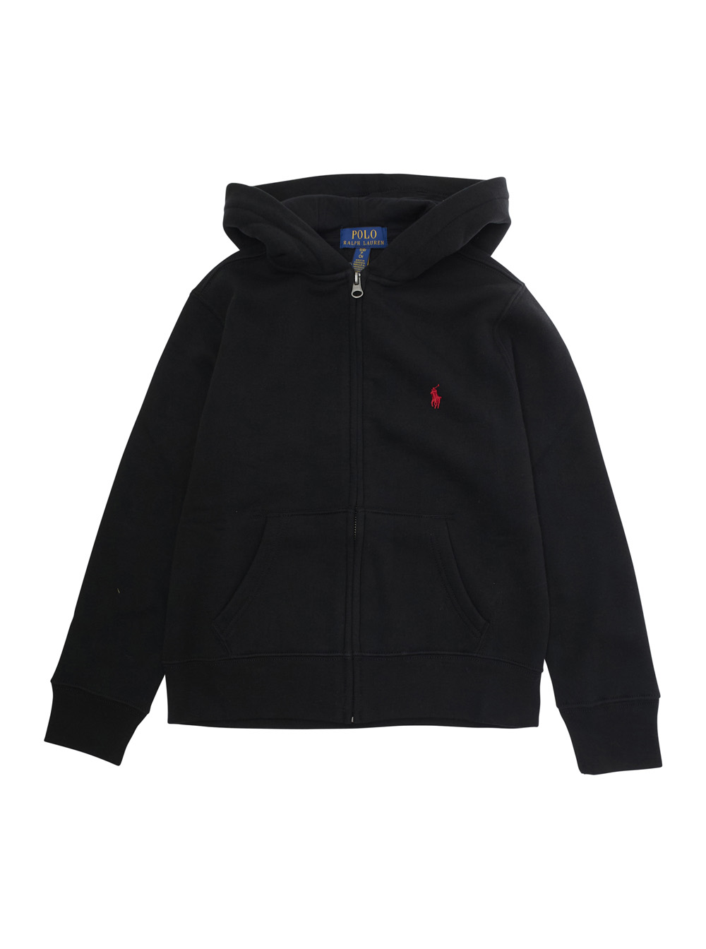 Black Sweatshirt with Hood and Pony Embroidery on the Front in Cotton Blend Boy