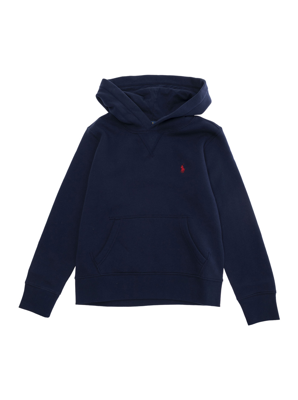 Blue Hoodie with Fixed Hood and Pony Embroidery on the Front in Cotton Blend Boy