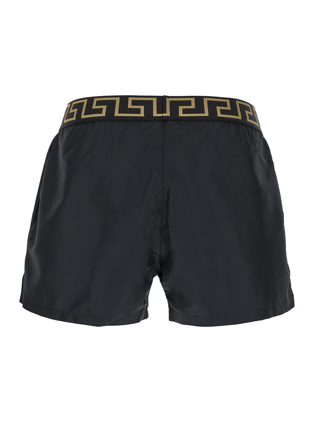 Black Swimsuit Shorts with Greca Detail in Tech Fabric Man hover