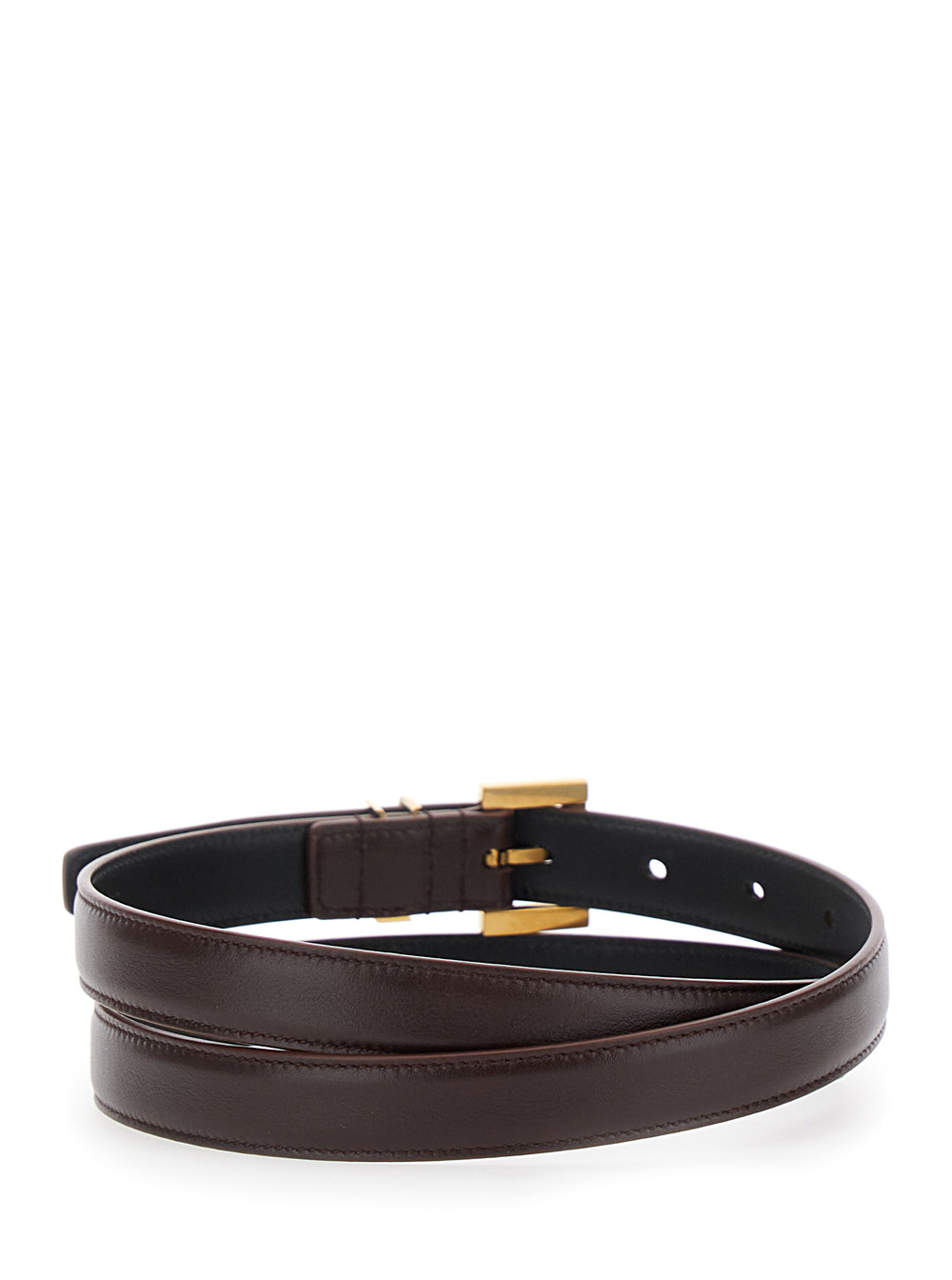 Brown Belt with Cassandre Loop in Leather Woman hover