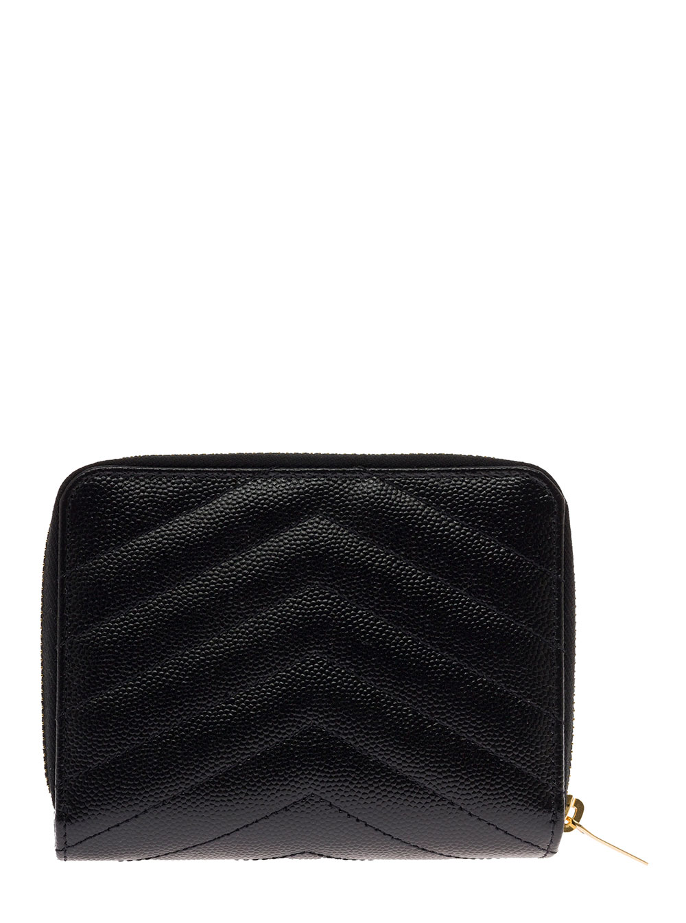 Saint Laurent Womans Black Grain De Poudre Leather Wallet hover