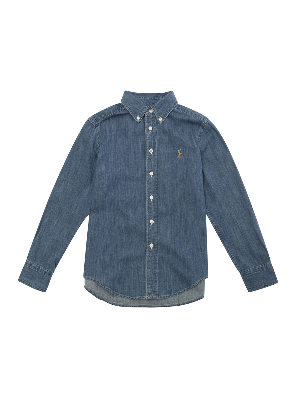 Boys Blue Cotton Denim Shirt with Button-Down Collar