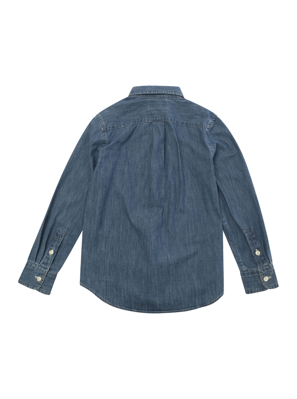Boys Blue Cotton Denim Shirt with Button-Down Collar hover