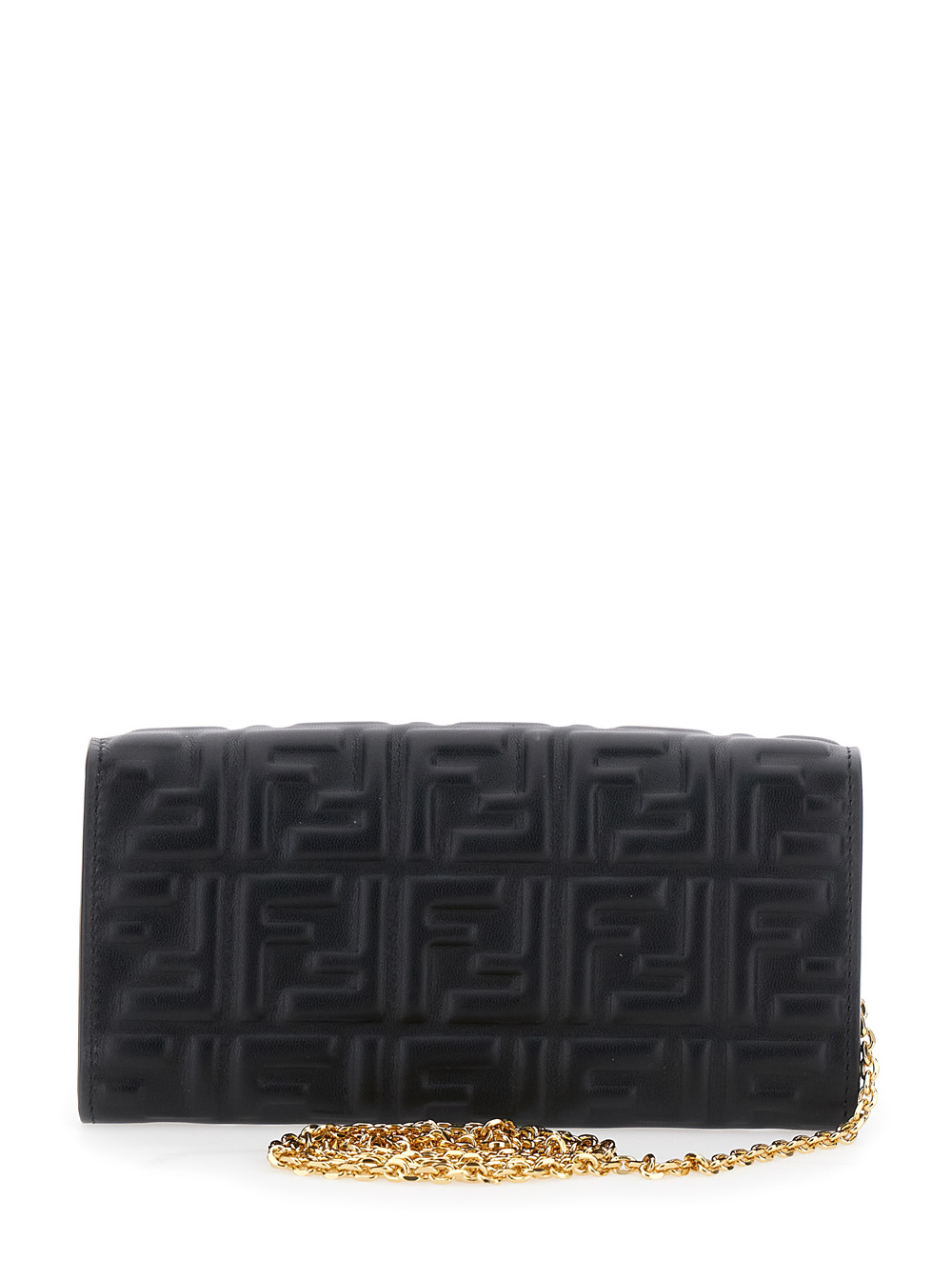 “Continental” Black Mini Bag with All-Over FF Pattern in Embossed Leather Woman hover