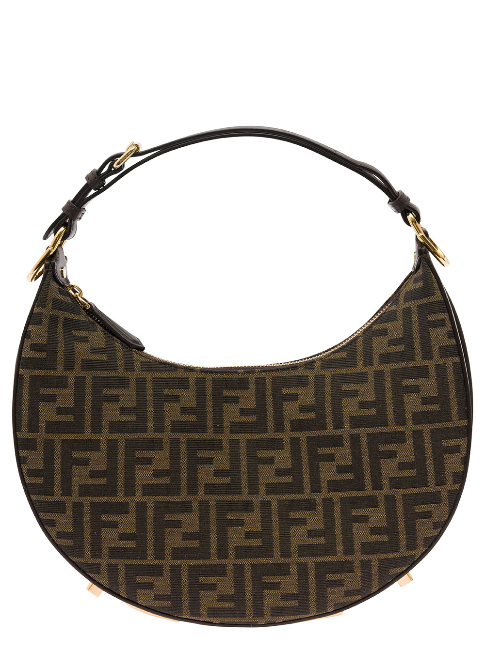 Fendigraphy Small Brown Handbag with FF Motif in Jacquard Fabric Woman