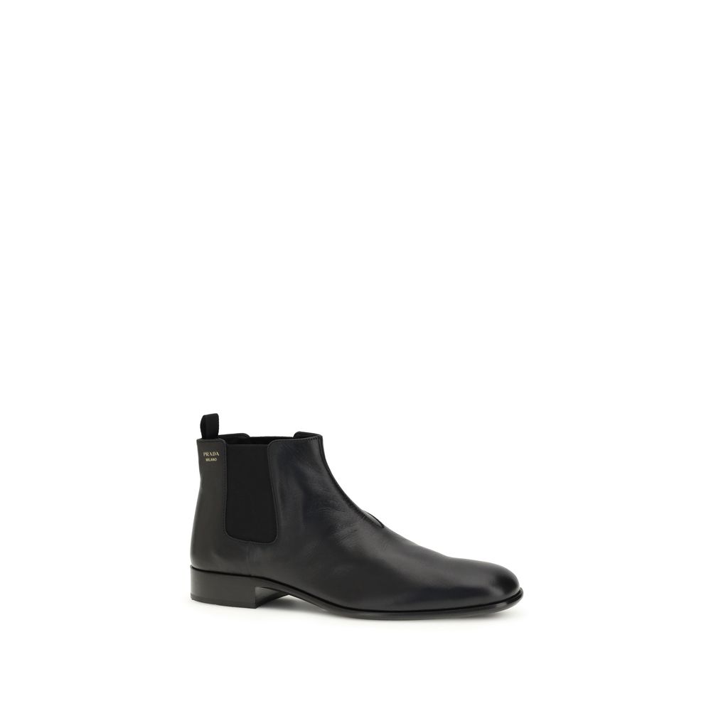 Black Calf Leather Bos Taurus Ankle Boots hover