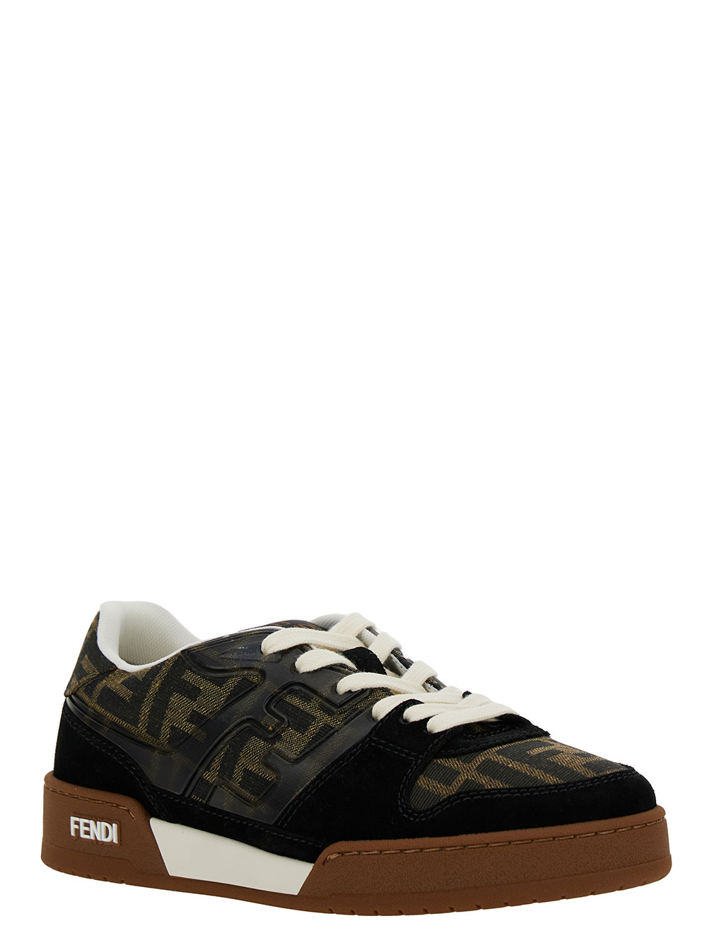 Fendi Match Multicolor Low Top Sneakers with FF Appliqué in Leather Woman hover