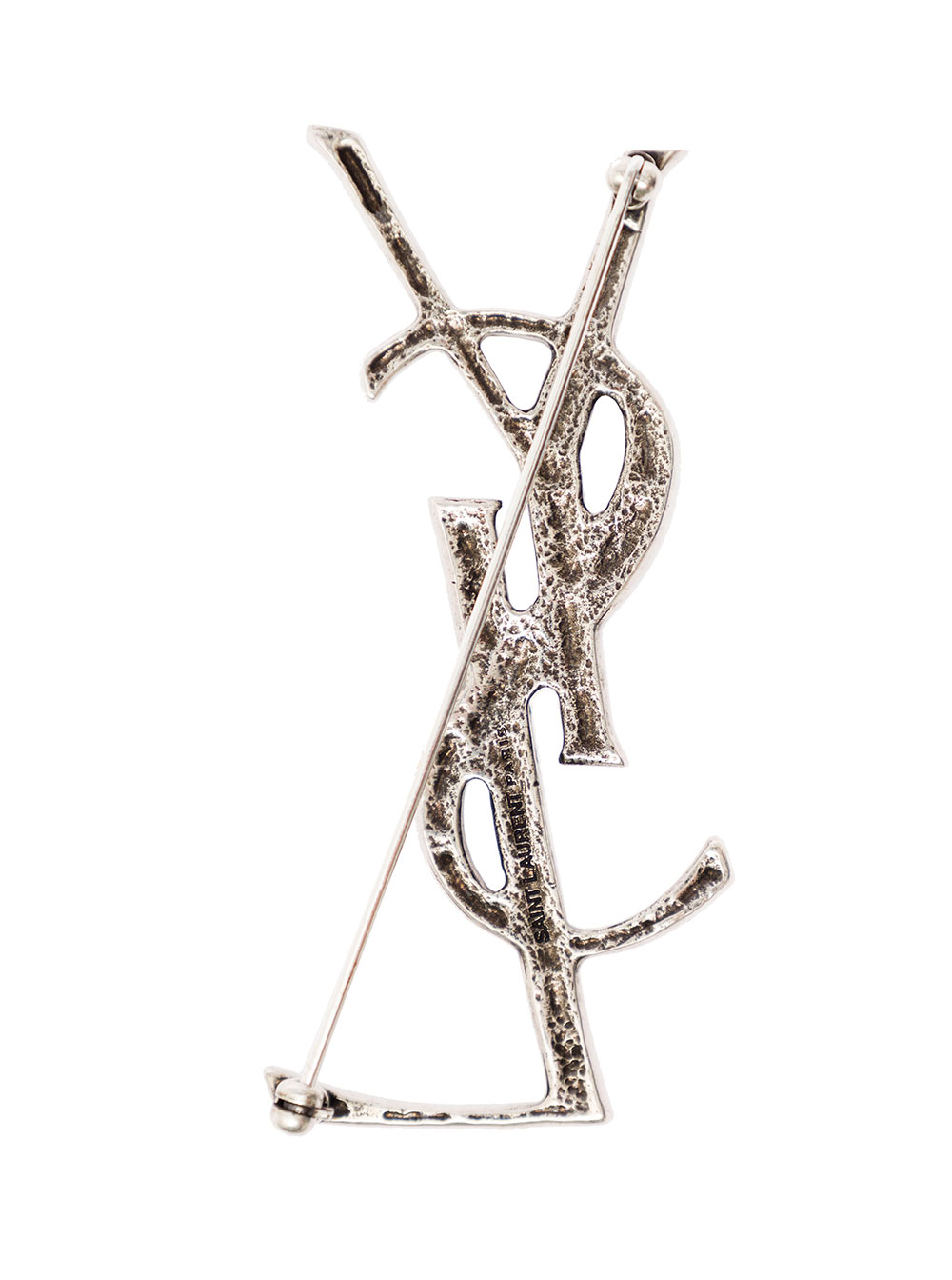 Silver-Tone Cassandre Brooch with Crocodile Texture in Brass Woman hover