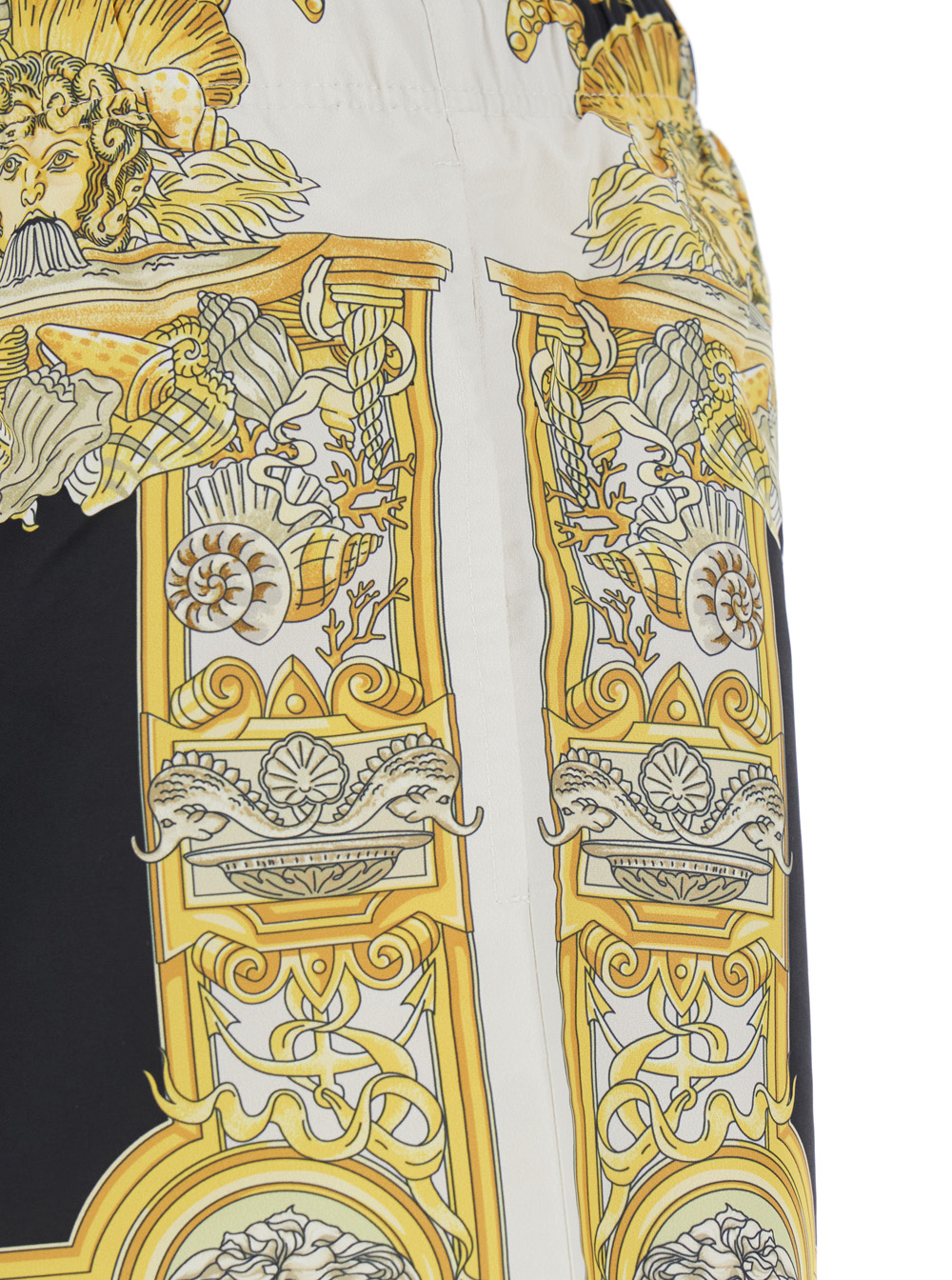 White Swim Shorts with Elastic Drawstring Waist and Coral Theatre Print in Tech Fabric Man hover