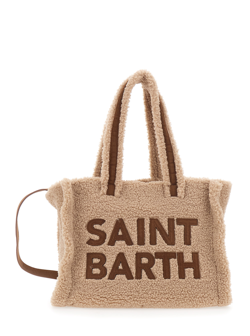 Colette Brown Handbag with Maxi Logo Lettering on the Front in Teddy Girl