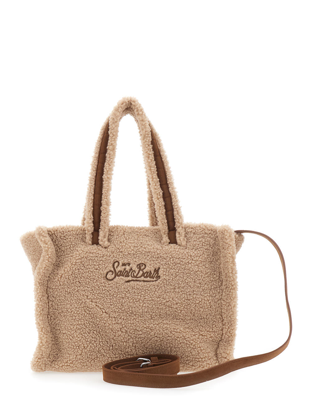 Colette Brown Handbag with Maxi Logo Lettering on the Front in Teddy Girl hover