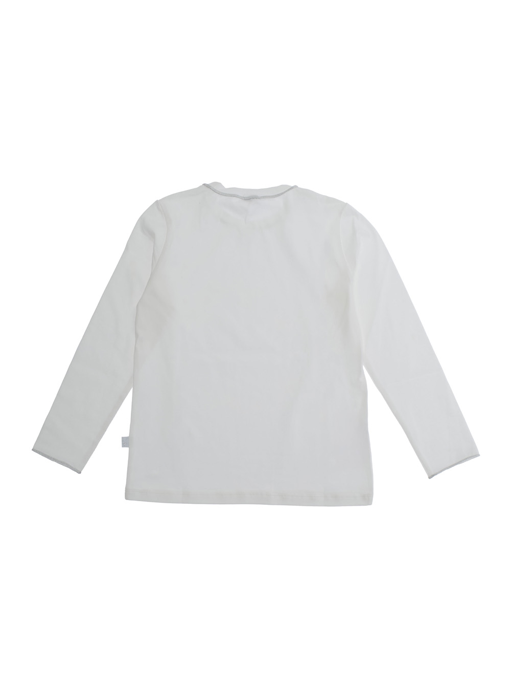 White Crewneck Long-Sleeve T-Shirt with Straight hem in Cotton Girl hover