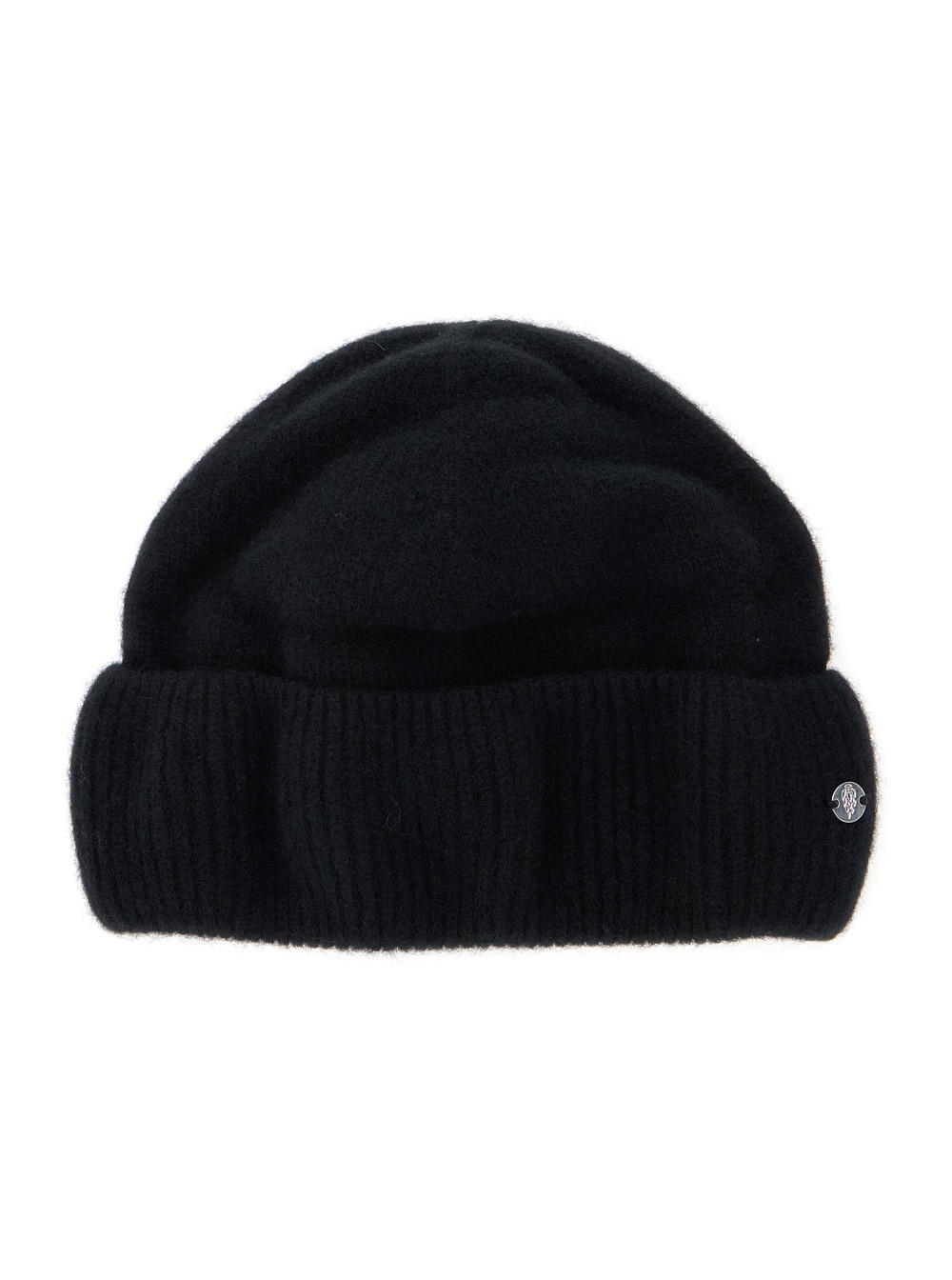 Vivian Black Beanie with Logo Plaque Detail on the Front in Cashmere Woman