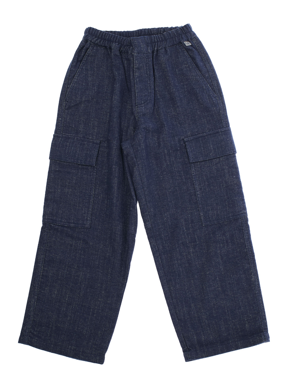 Blue Pants with Elastic Waist and Logo Patch on the Front in Cotton Blend Boy