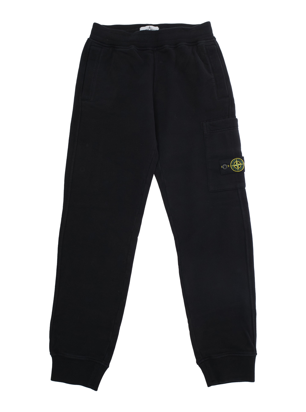 Black Pants with Elastic Waist and Logo Patch on the Side in Cotton Boy