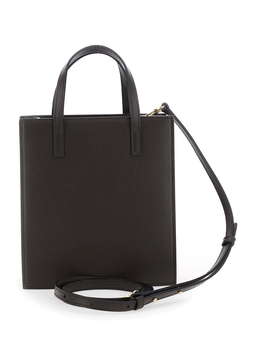 Flap J Brown Handbag with One Front Flap Pocket and Adjustable and Removable Shoulder Strap in Leather Woman hover