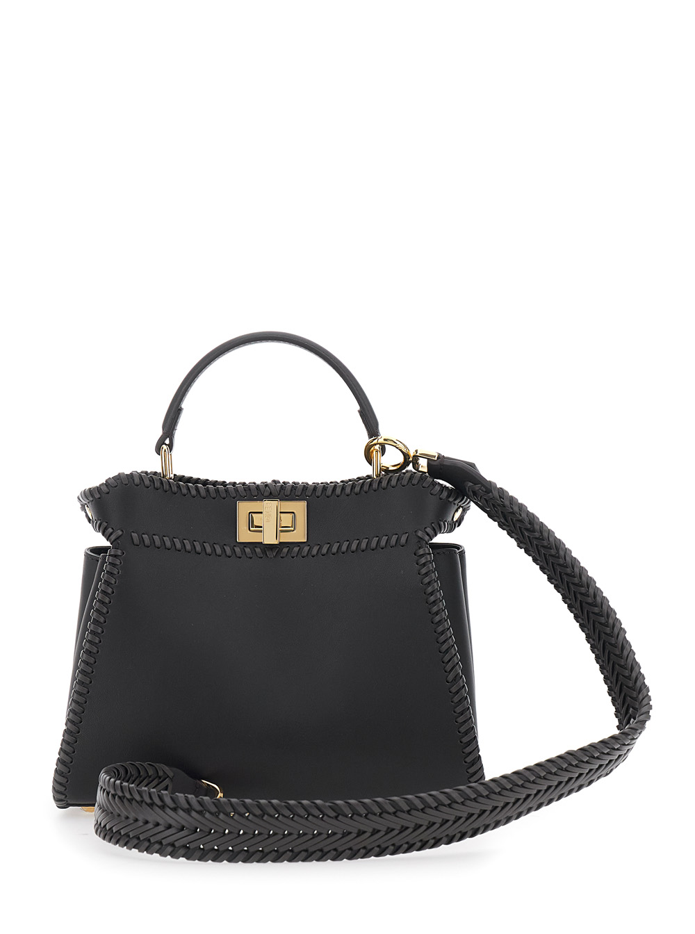 Mini Peekaboo Black Handbag with Twist Lock in Leather Woman hover