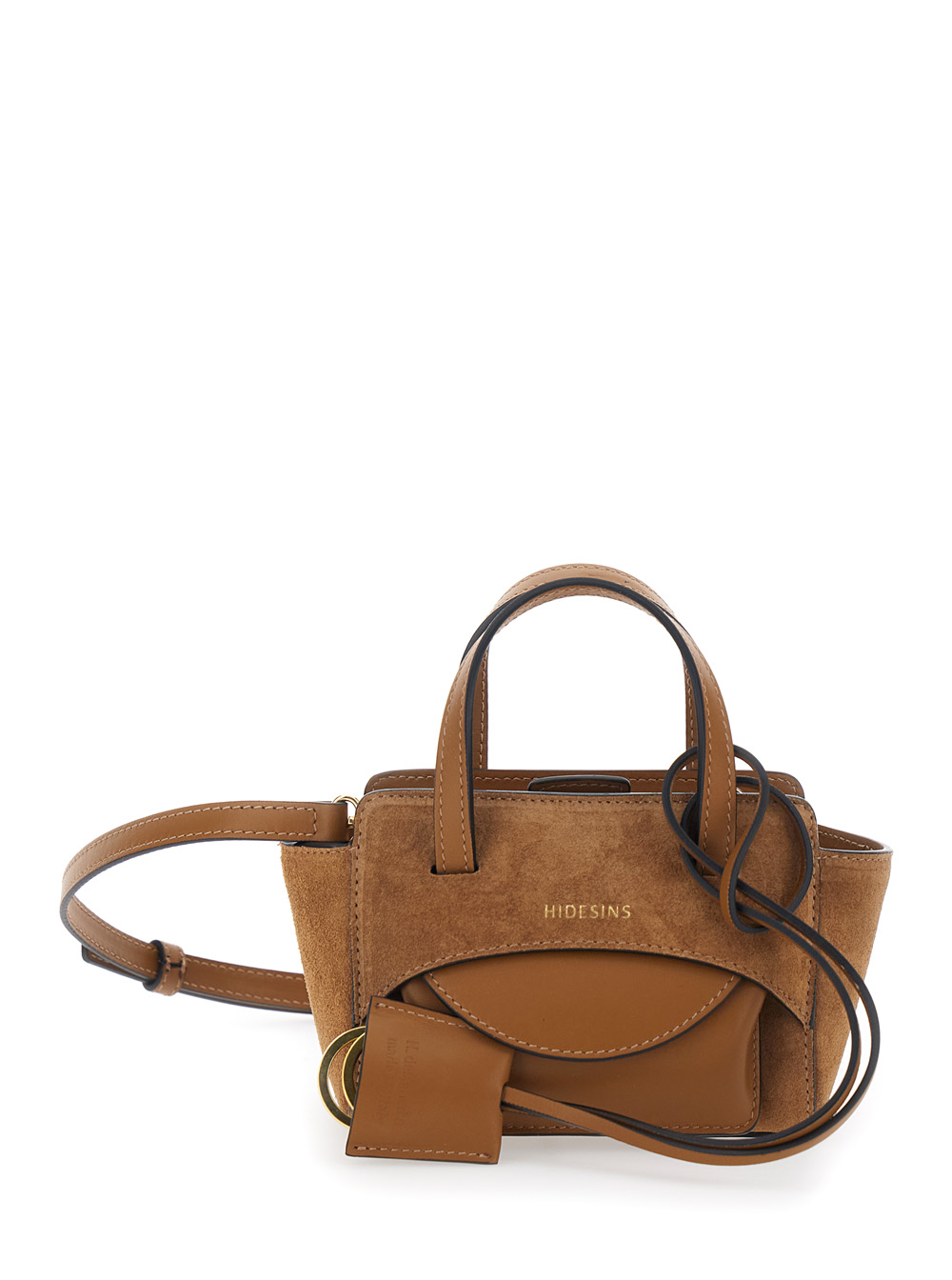 Flap XS Brown Handbag with Adjustable and Removable Shoulder Strap and Logo Lettering on the Front in Suede Woman