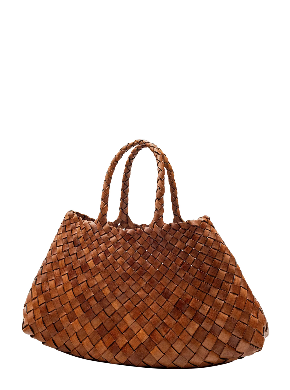 Santa Croce Brown Handbag with Two Top Handles and Interwoven Design in Leather Woman hover