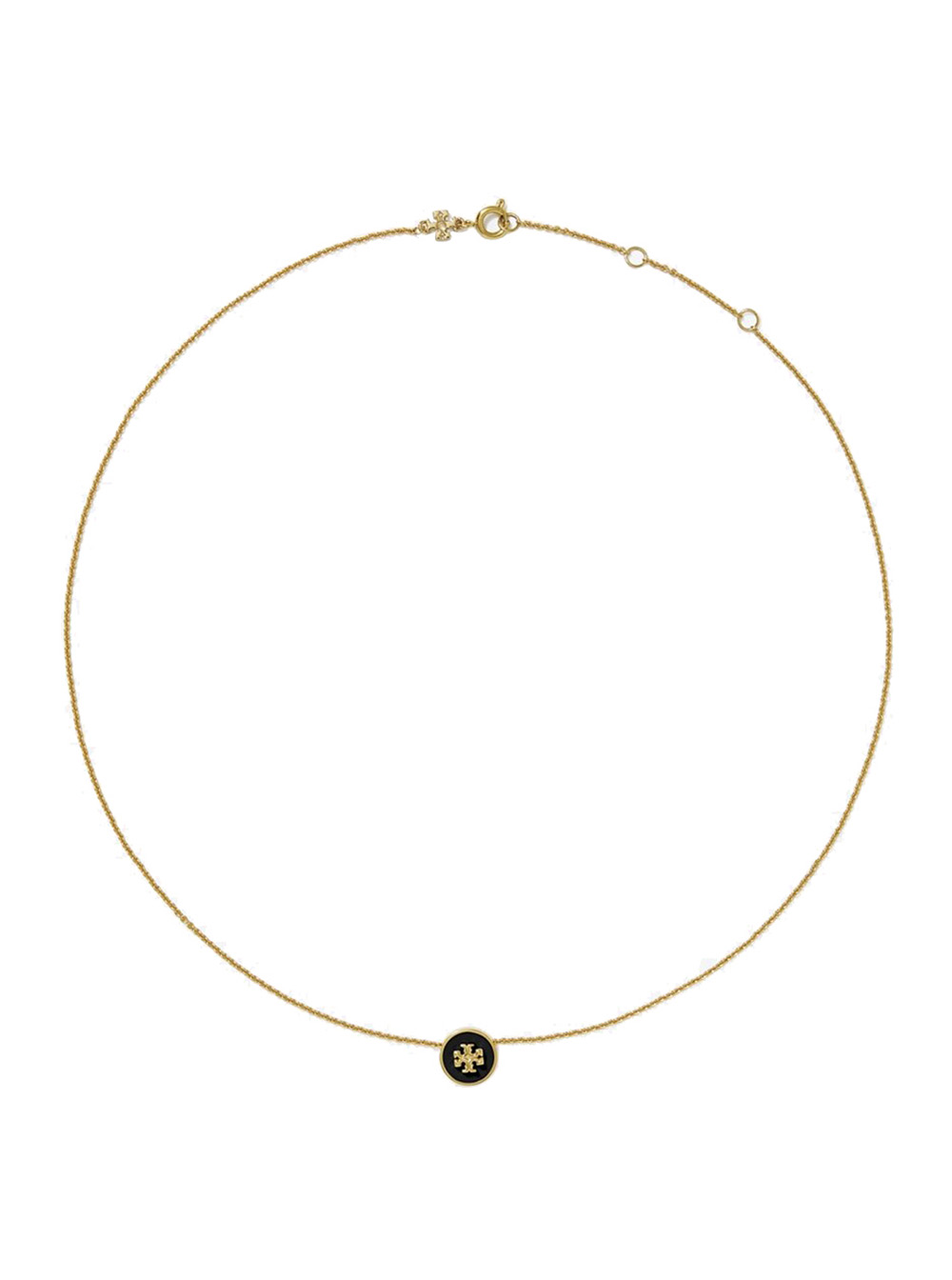 Kira Metallic Necklace with Logo Pendant and Chain-Link Detail on Brass Blend Woman