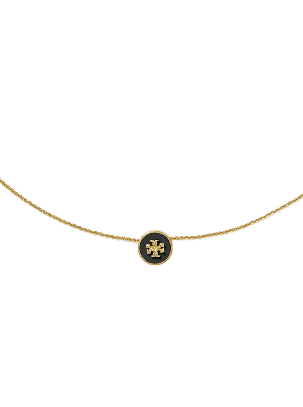 Kira Metallic Necklace with Logo Pendant and Chain-Link Detail on Brass Blend Woman hover