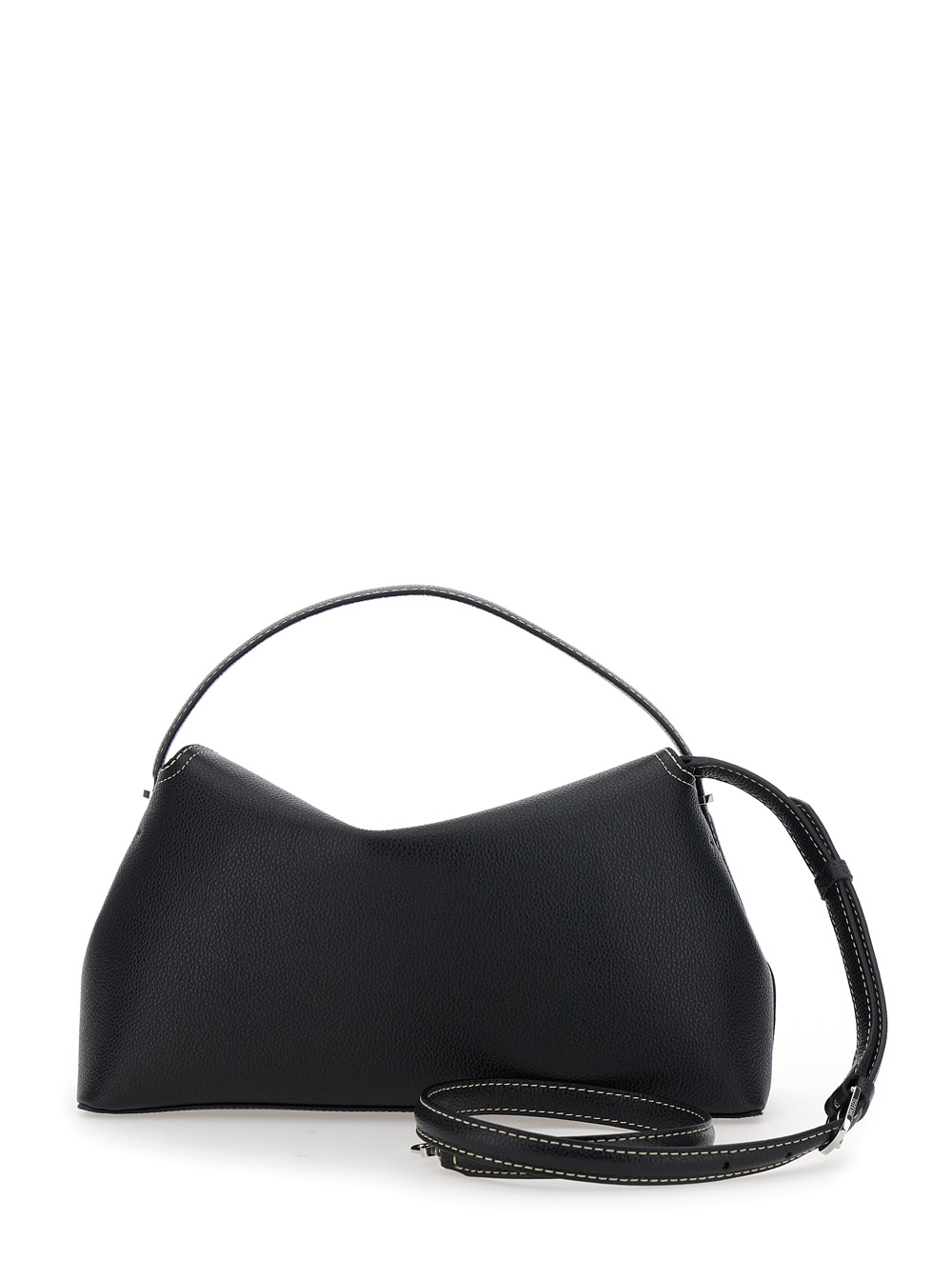 T-Lock Black Handbag with Adjustable and Removable Shoulder Strap and T-Lock Closure in Grained Leather Woman hover
