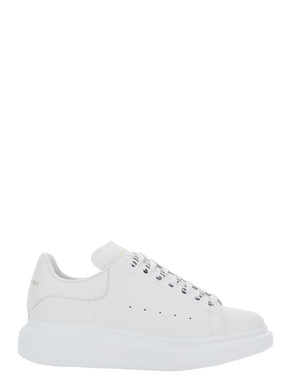 White Low Top Sneakers with Logo Lettering on Tongue and Heel in Leather Woman