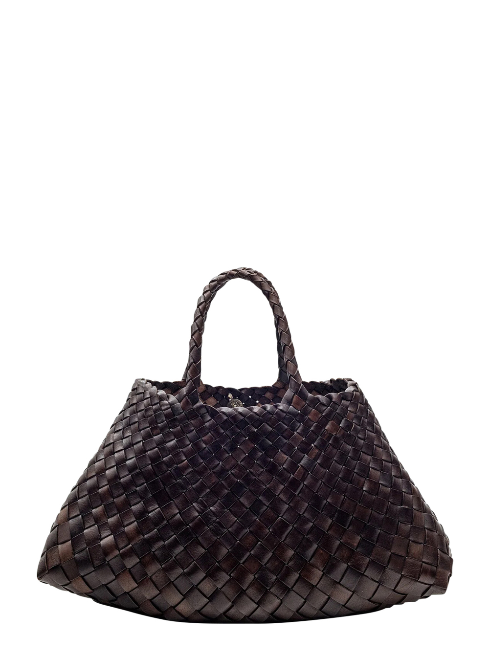 Santa Croce Brown Handbag with Two Top Handles and Interwoven Design in Leather Woman hover