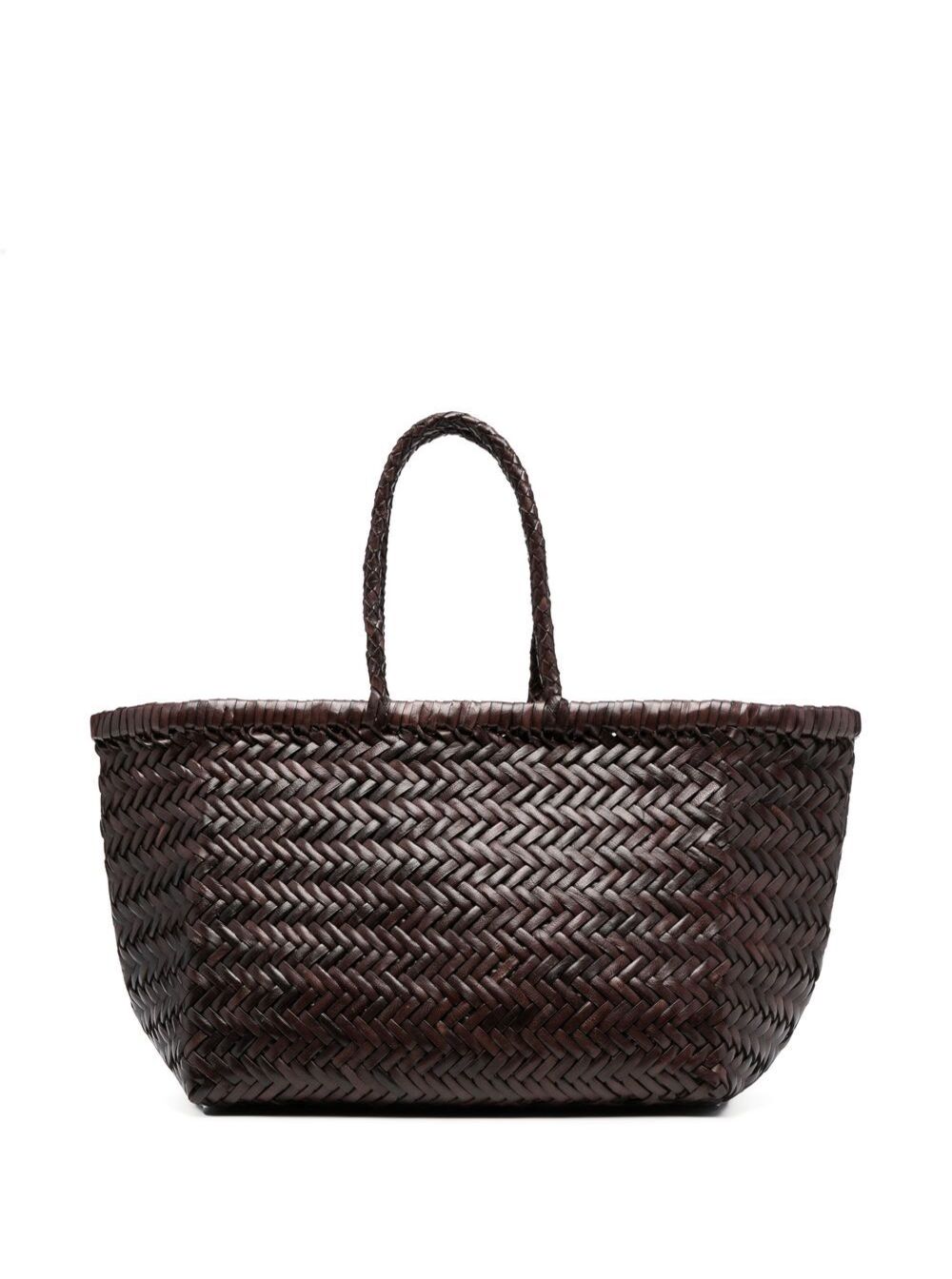 Triple Jump Brown Small Tote Bag in Braided Leather Woman