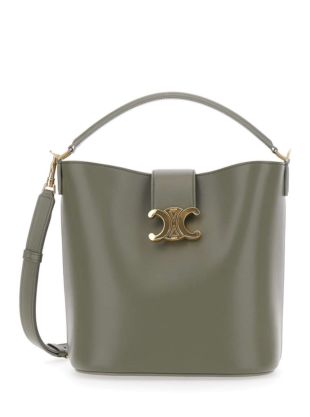 Louise Green Medium Crossbody Bag with Triomphe Plaque on the Front in Leather Woman