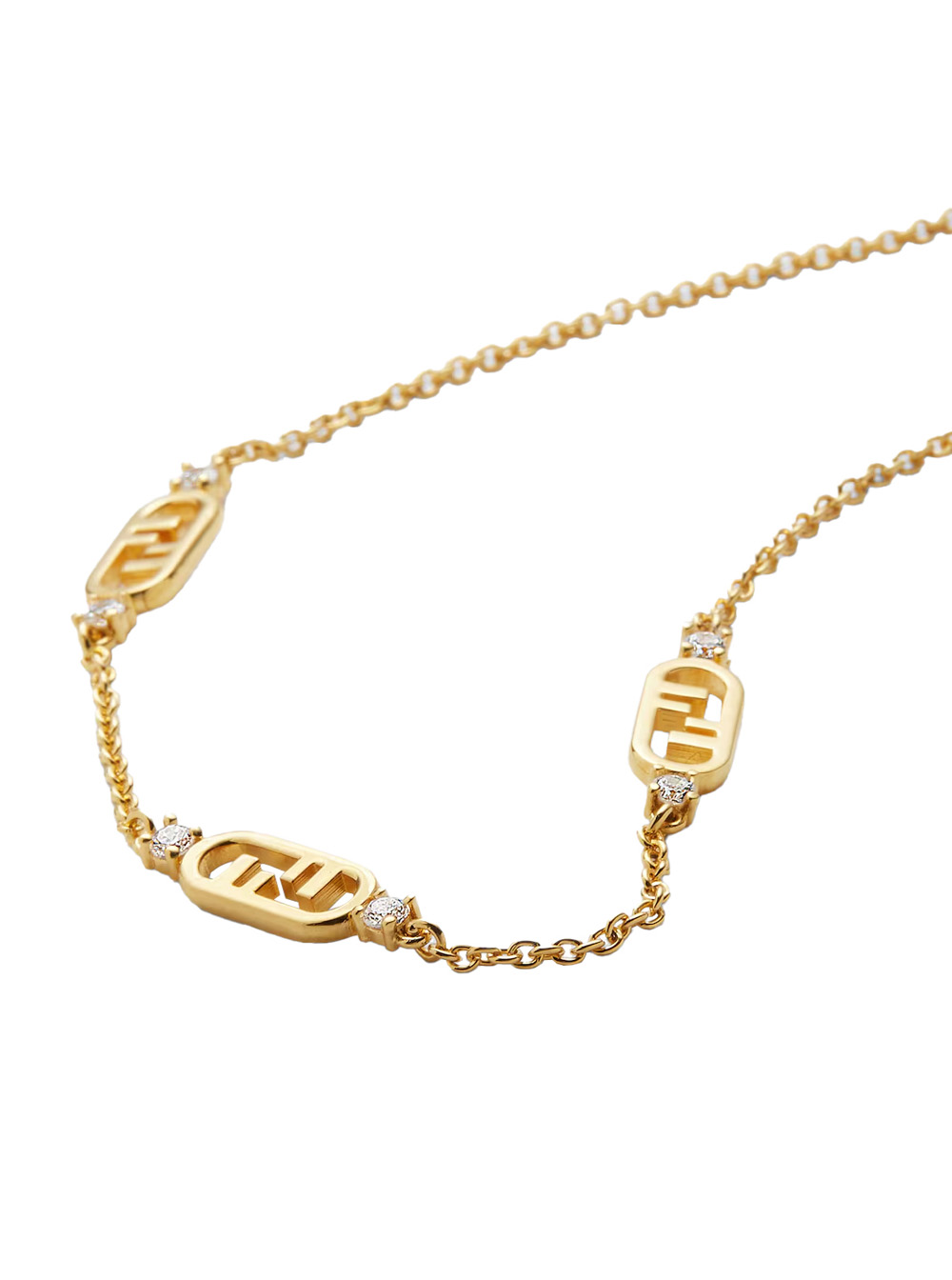 Gold-Colored Chain Necklace with FF Pendant in Bronze Woman hover