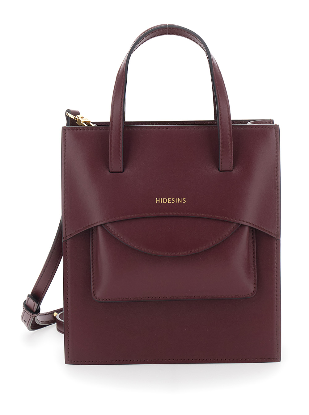 Flap J Red Handbag with One Front Flap Pocket and Adjustable and Removable Shoulder Strap in Leather Woman