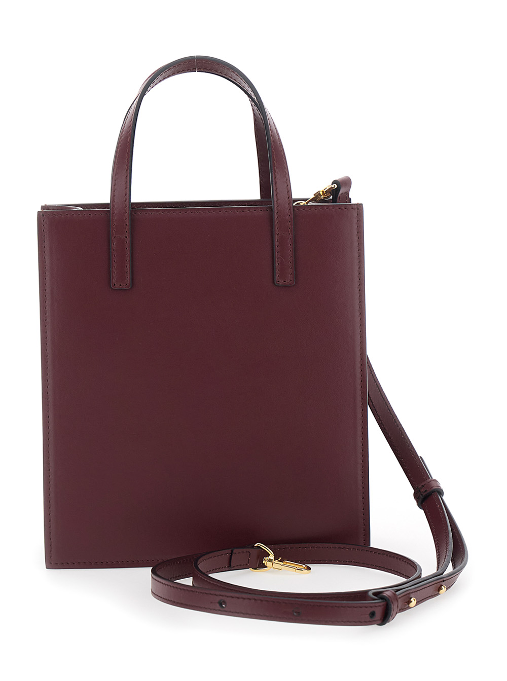 Flap J Red Handbag with One Front Flap Pocket and Adjustable and Removable Shoulder Strap in Leather Woman hover