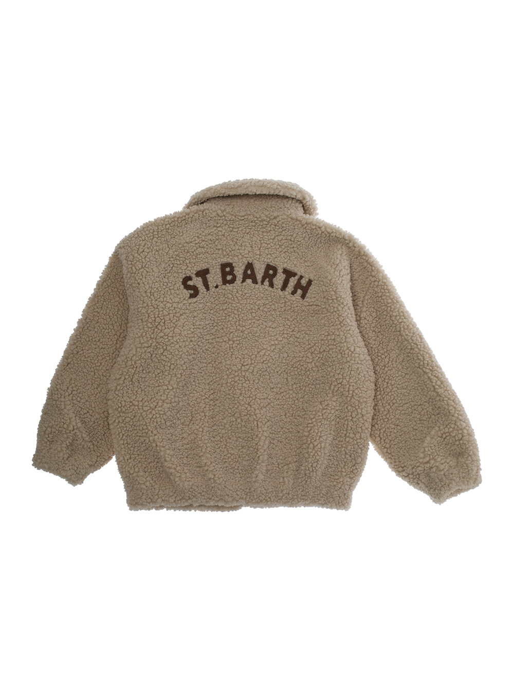 Abel Jr Beige Jacket with Collar and Logo Lettering Embroidery on the Rear in Fabric Boy hover