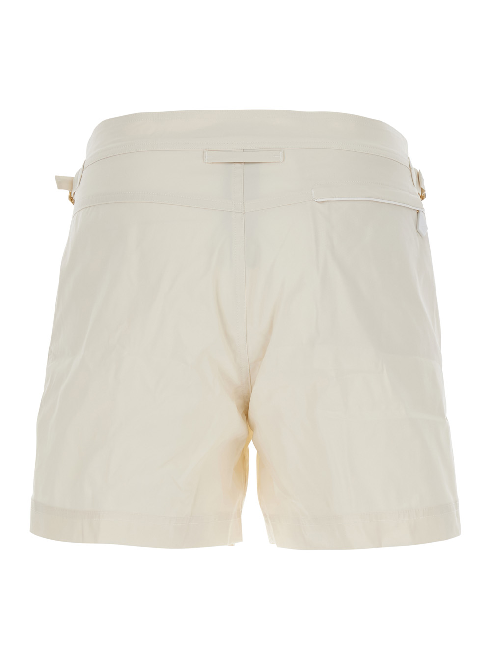 Beige Swim Shorts with Side Adjustable Straps and Logo Patch on the Side in Tech Fabric Man hover